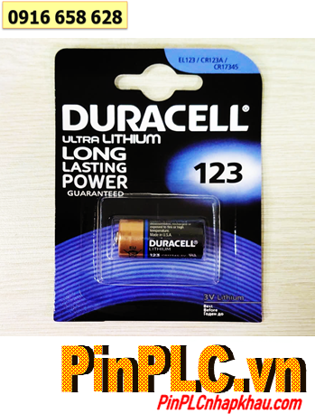 Duracell CR123A, Pin 3v lithium Duracell Ultra CR123A, CR17345 chính hãng, Xuất xứ Mỹ (Vỉ 01viên)